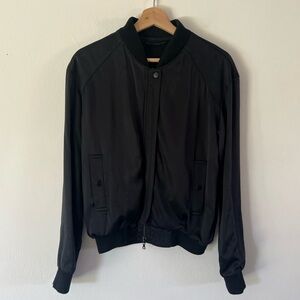 Alexander Wang Satin Full Zip Lightweight‎ Black Bomber Jacket